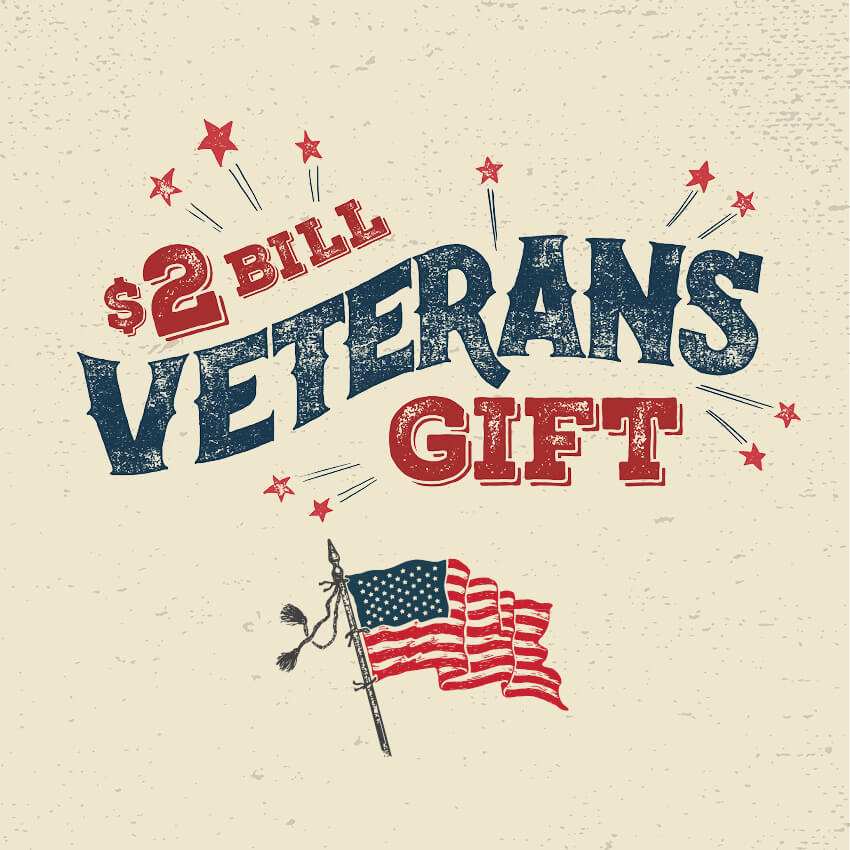 2 Dollar Bill Veterans Gift